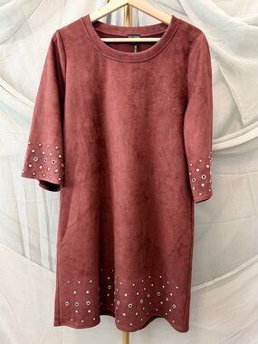 Coco + Carmen Dusty Brown Suede-Look Grommet Shift Dress